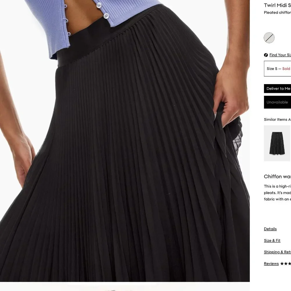 Wilfred Twirl Midi Skirt: Pleated chiffon - midi skirt Black - Artizia - Picture 5 of 8